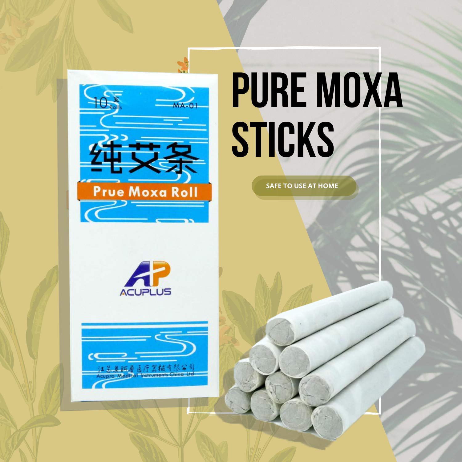 GinSen 10 Roll Pure Moxa Sticks for Moxibustion Therapy (Medical Grade), Traditional Chinese Remedy