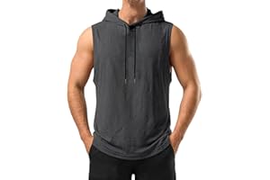 Tank Tops Men Sleeveless Hooded Tank Top Men's Athletic Gilets Lightweight Breathable Workout Hoodie for Fitness