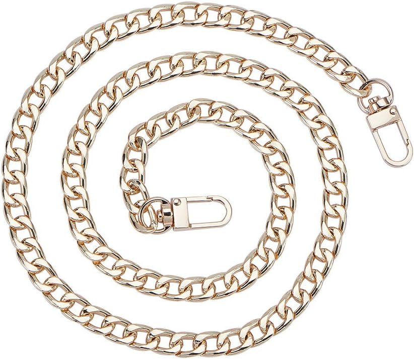 PandaHall Elite one strand Bag Strap Chains, Iron Curb Link Chains, with Swivel Lobster Claw Clasps, Golden, 80cmx9.5mm