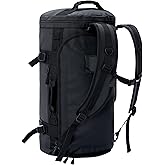 MIER Large Duffel Backpack Sports Gym Bag with Shoe Compartment, Heavy Duty and Water Resistant, Black, 60L