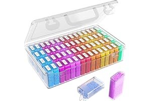 GENERIC 1 Pack 64 Grids Diamond Painting Tool Box Container Craft Storage with Adjustable Dividers for Beads, Art DIY, Crafts, Jewelry, Plastic Organizer with Label Stickers