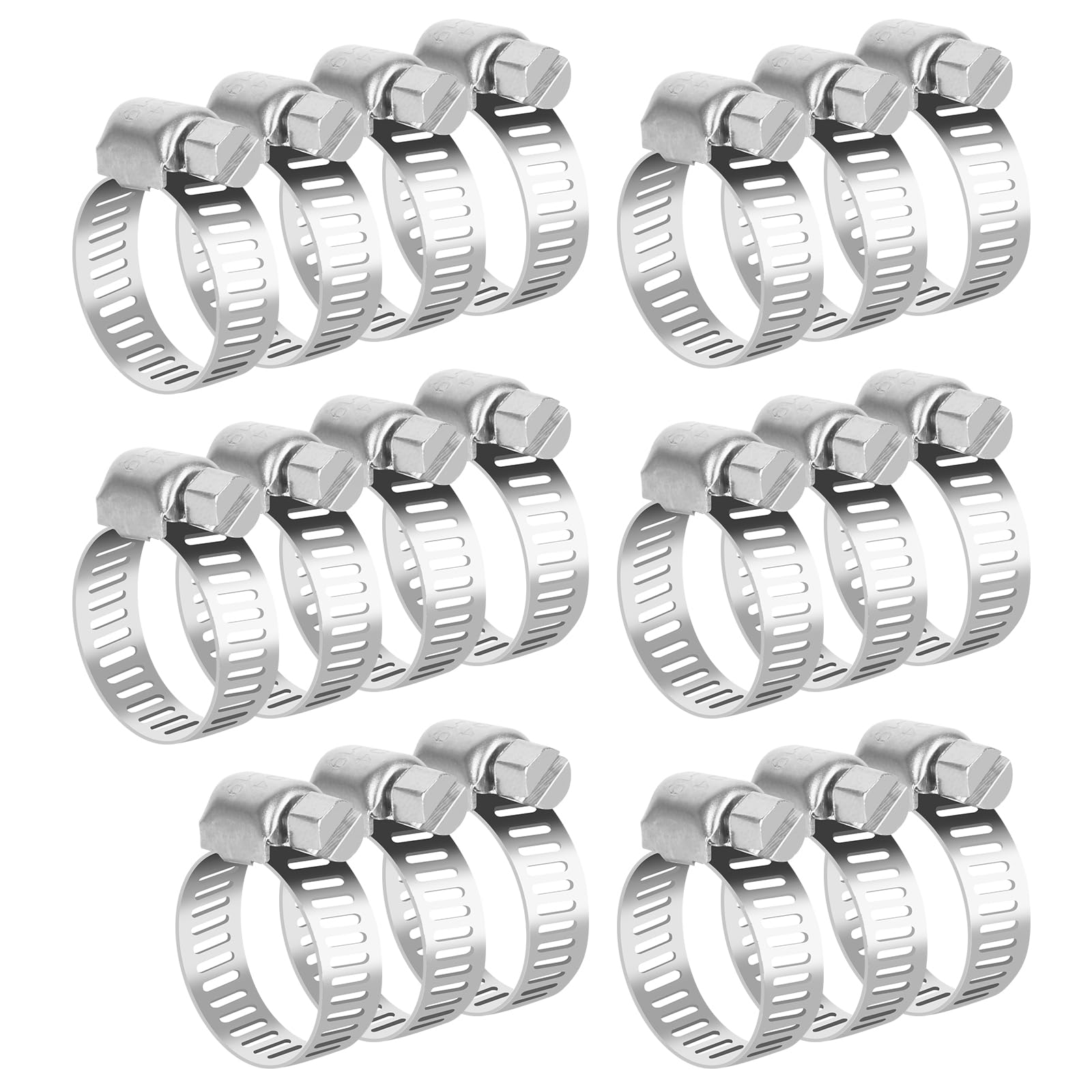 40 Pcs Hose Clips, 6-51mm Jubilee Clips Assorted Adjustable Stainless Steel Hose Pipe Clamps for Garden, Pool, Pipe Tube, 6-12mm, 13-19mm, 14-27mm, 27-51mm — image 1