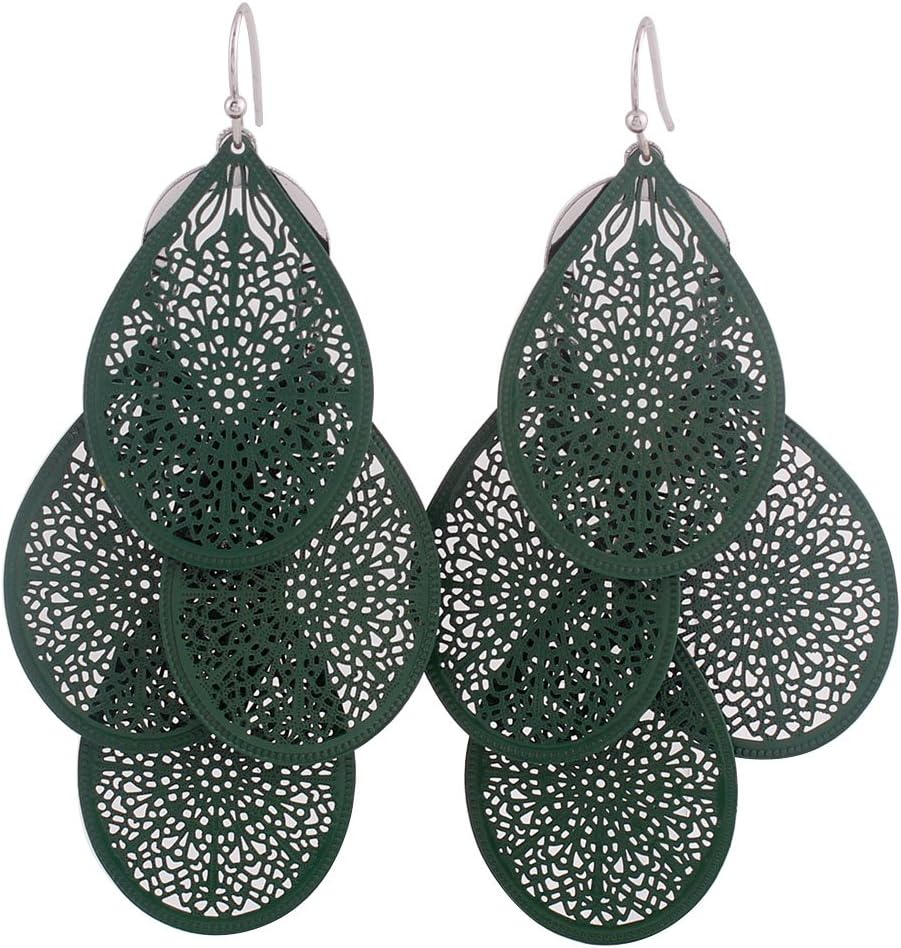 Grace Jun Bridal Vingtage 4 Teardrop Shape Pierced Dangle Earrings Large Statement Earrings