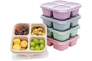Luriseminger 5 Pack Bento Lunch Box,4 Compartment Snack Containers,Divided Snack Box,Meal Prep Lunch Containers FOR Kids/Todd