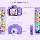 Cocopa Kids Camera 1080P 12MP 32GB Kit Purple 2In IPS Screen 3-12Y view 5