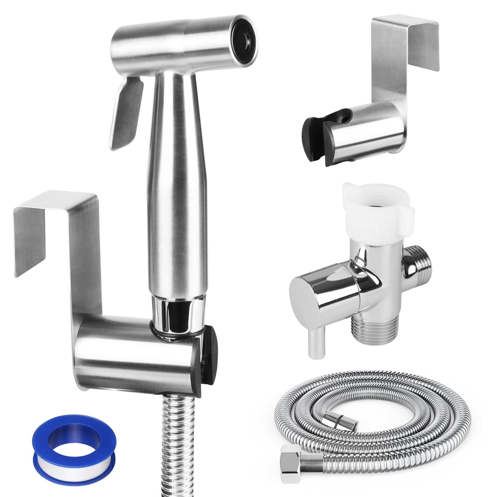 Photo 1 of YuHuanNuoyu Bidet Sprayer,Handheld Toilet Bidet,Cloth Diaper Sprayer,47inch Hose for Feminine Wash Stainless Steel Brushed Nickel,Easy Install Toilet Attachment