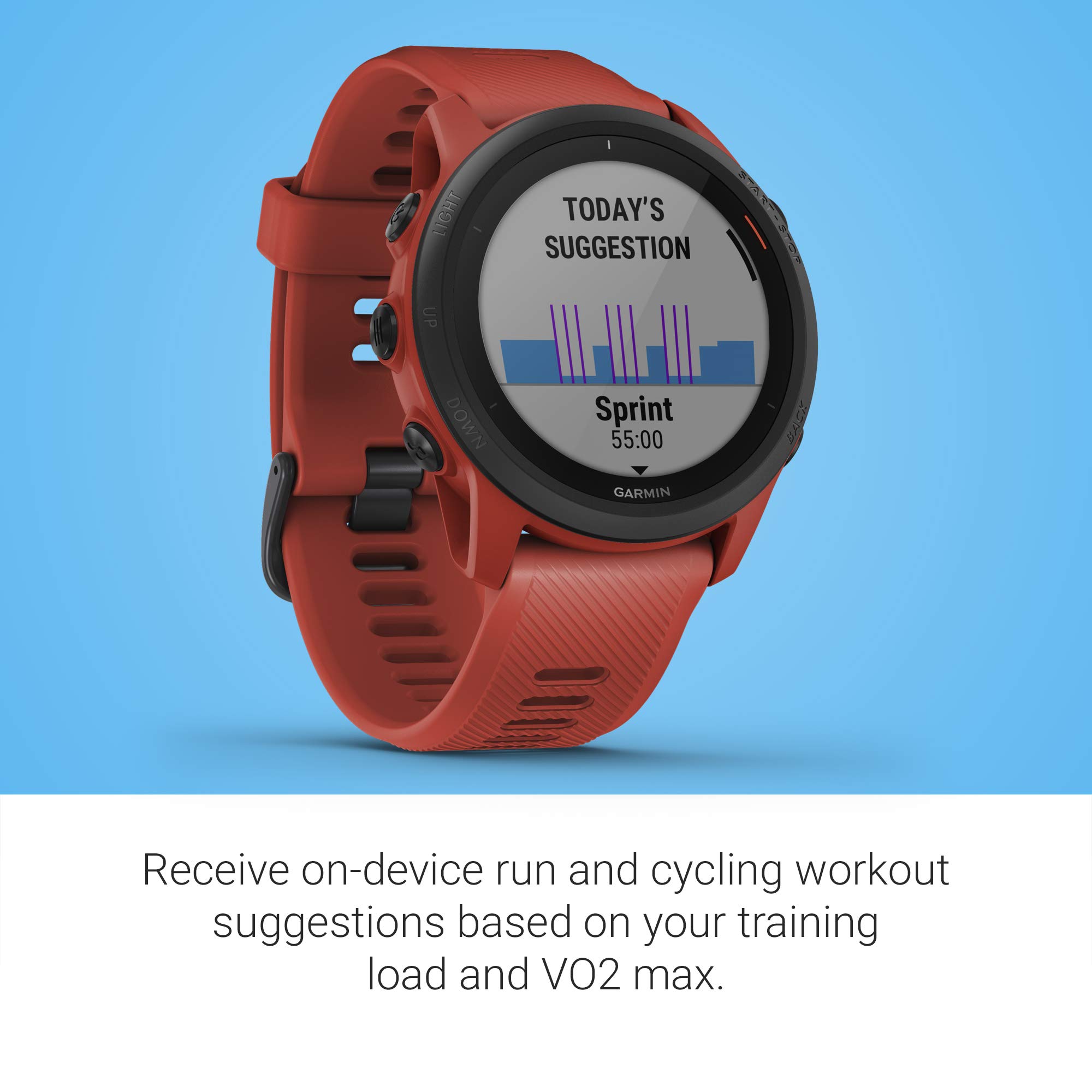 Garmin Forerunner 745, GPS Running Watch, Detailed Training Stats and On-Device Workouts, Essential Smartwatch Functions, Red (Renewed)