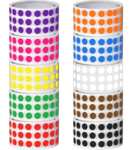 Black Round Color Coding Labels - 1.25 Inch Adhesive Dots, 500 Count For Organization