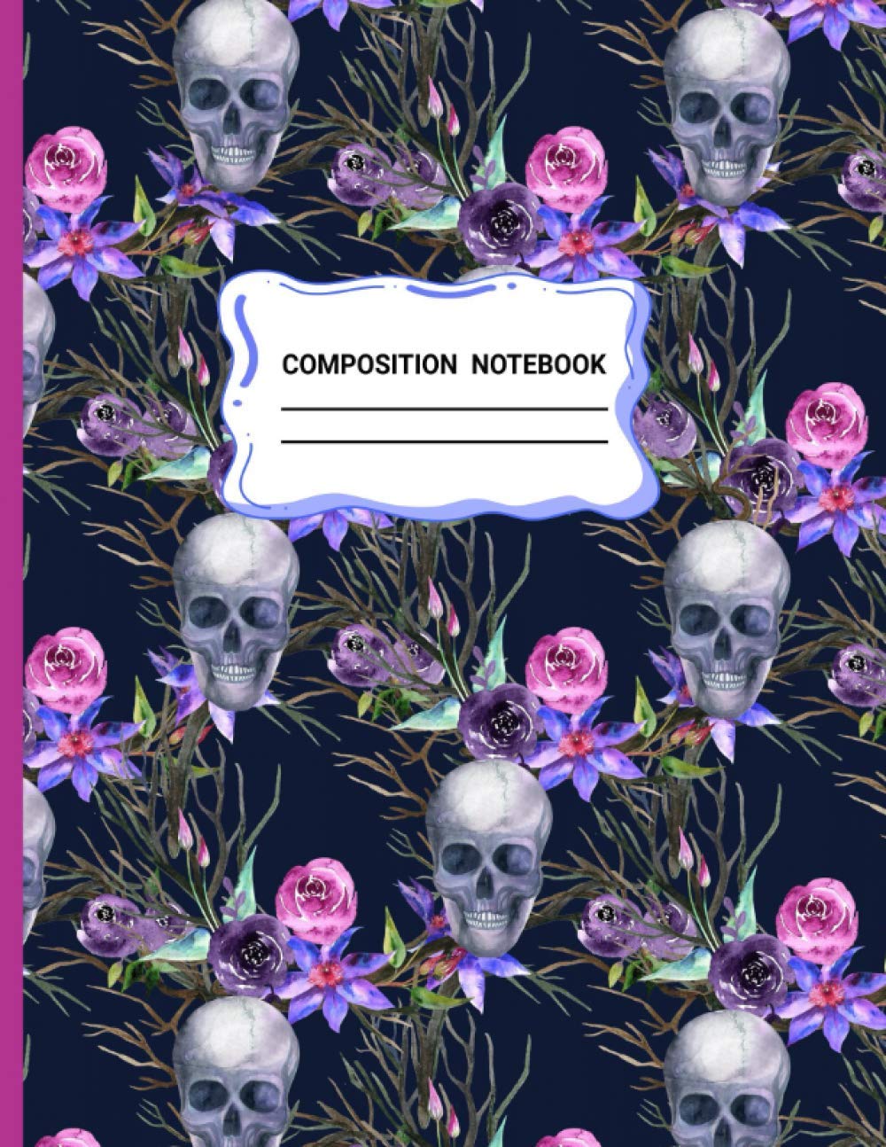 Composition Notebook: Halloween Skull Themed Composition Notebook For School Subject Book Notes, Black Lined Paper Journal 8.5 x 11" 120 Pages for Note Taking, Writing as a Journal, Diary, Planner