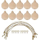 10pcs Unfinished Ball Ornaments, DIY Wooden Xmas Tree Unfinished Balls Handmade Wood Jingle Hanging Embellishments Blank Christmas Tree Balls for Arts Crafts Drawing Toy