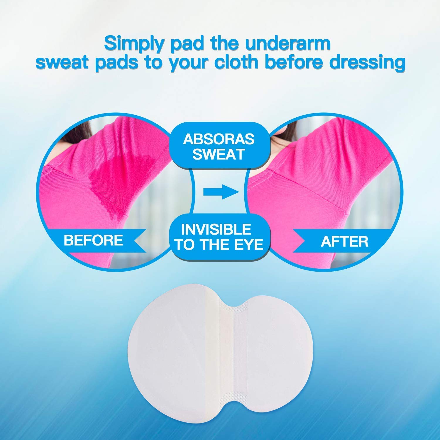 Large Underarm Sweat Pads for Women and Men Fight Hyperhidrosis [100 Pack], CANAGROW Armpit Sweat Pads Comfortable Unflavored, Non Visible, Extra Adhesive, Disposable, Sweat Free Armpit Protection : Beauty