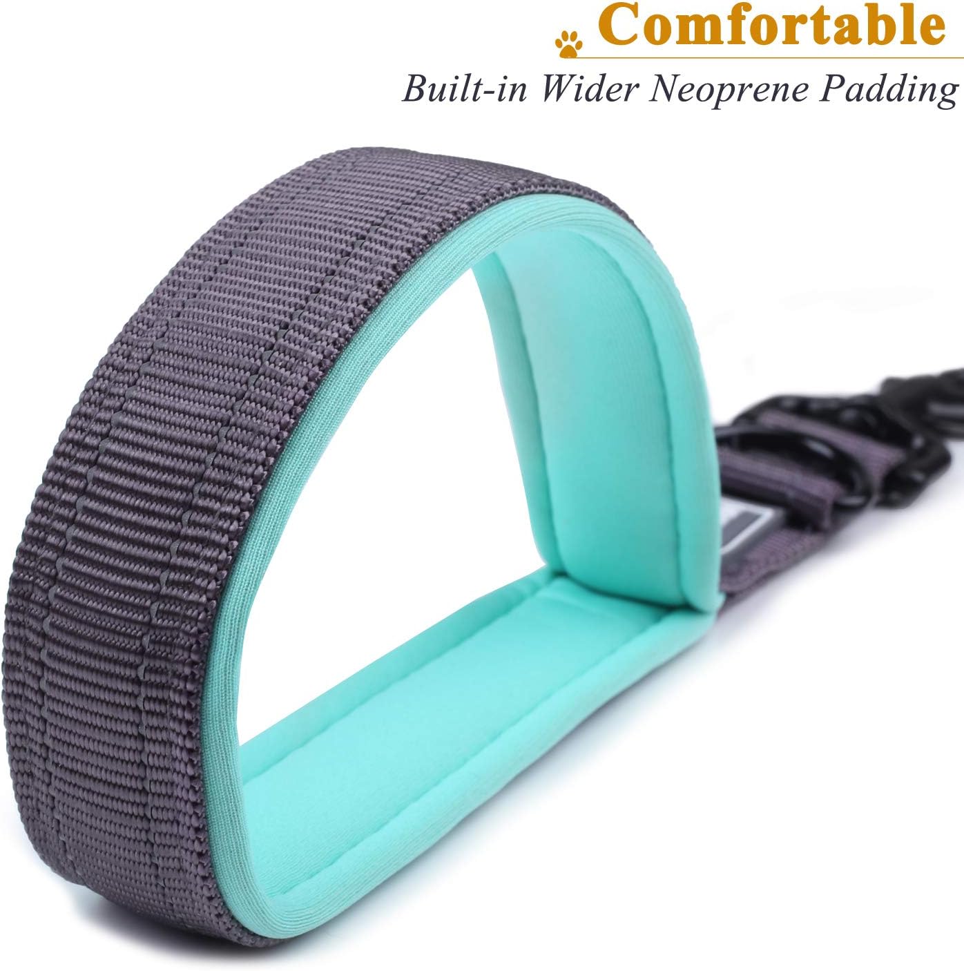 VIVAGLORY Short Dog Lead Closerok Traffic Leash for Dog with Soft Padded Handle for Training & Walking, 46cm, Grey - Image 3