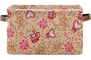 BZOCM Christmas Gingerbread Candy Rectangular Storage Basket Organizer Bin Shelf Candy Cane Baskets For Clothes Gifts For Home Office Dorm