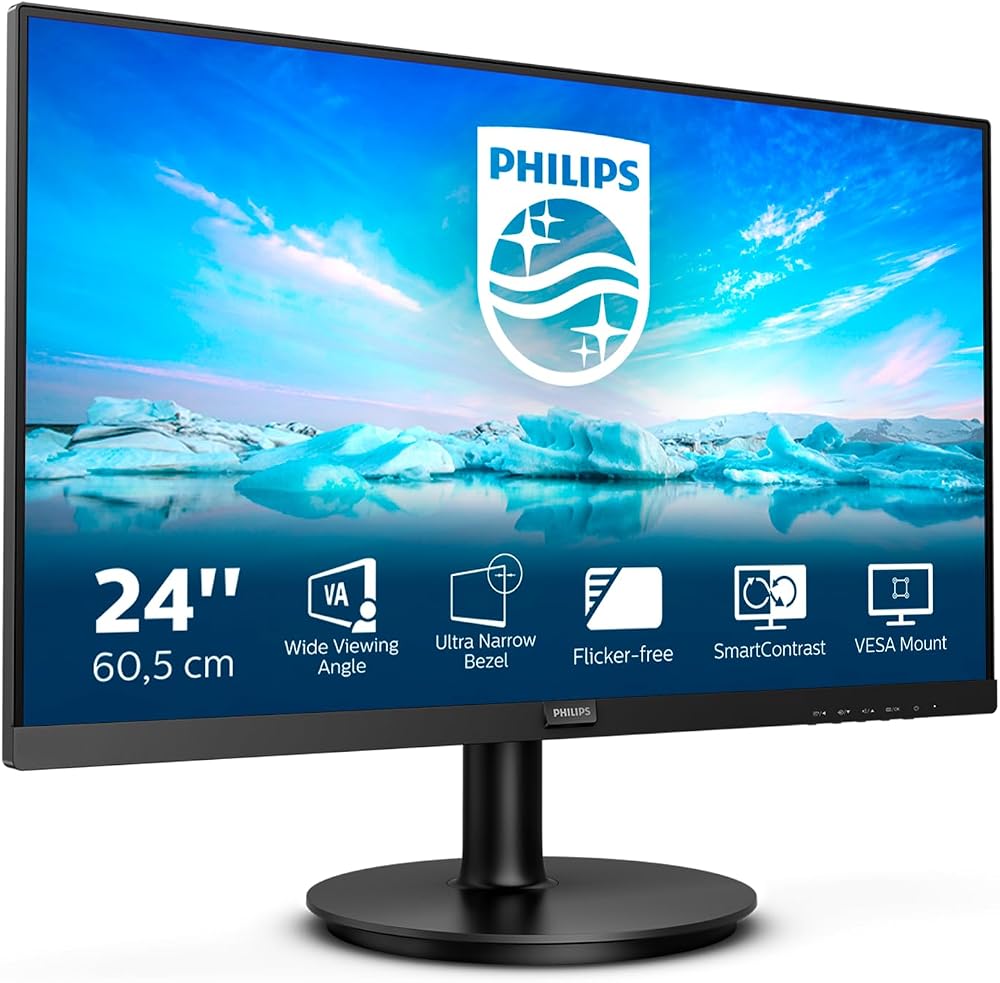 Philips 241V8LA 24" FHD 75Hz 4ms VA Monitor Speakers LowBlue Flickerfree HDMI