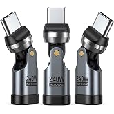 USB C Adapter, PD 240W USB C 90 Degree Adapter, USB Type C Adapter (3-Pack) | 360&deg; &amp; 180&deg; USB C to USB C Right Angle Connector for Phone 17/16/15, Mac-Book Pro, Pad, Galaxy, Tablet, Laptop Series