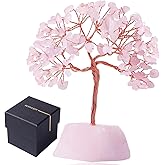 Sunnlejw Rose Quartz Crystal Tree of Life, Chakra Tree Gifts for Women Pink Room Decorations,Crystals and Healing Stones Reiki Positive Energy, Feng Shui Office Desk Decor Meditation Pink Crystal