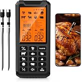HOPEPOP Wireless Bluetooth Meat Thermometer Digital for Grill Smoker BBQ | 800FT Food Thermometer for Cooking, Dual Meat Probes, NIST Certified Accuracy, Smart Base, APP Control for Kitchen