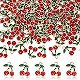 CRAFTYMELODY 110Pcs Alloy Cherry Charms Enamel Pendants Dangle Charms Red Mini Cherry Cute Fruit Pendants for Earrings Bracelets Necklace Keychains Jewelry Making DIY Crafts Supplies