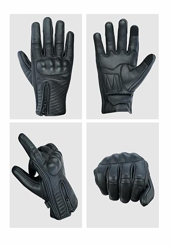 Moto5 Full Finger Leather Motorcycle Gloves - Men & Women, Touchscreen, Knuckle Protection - View #7