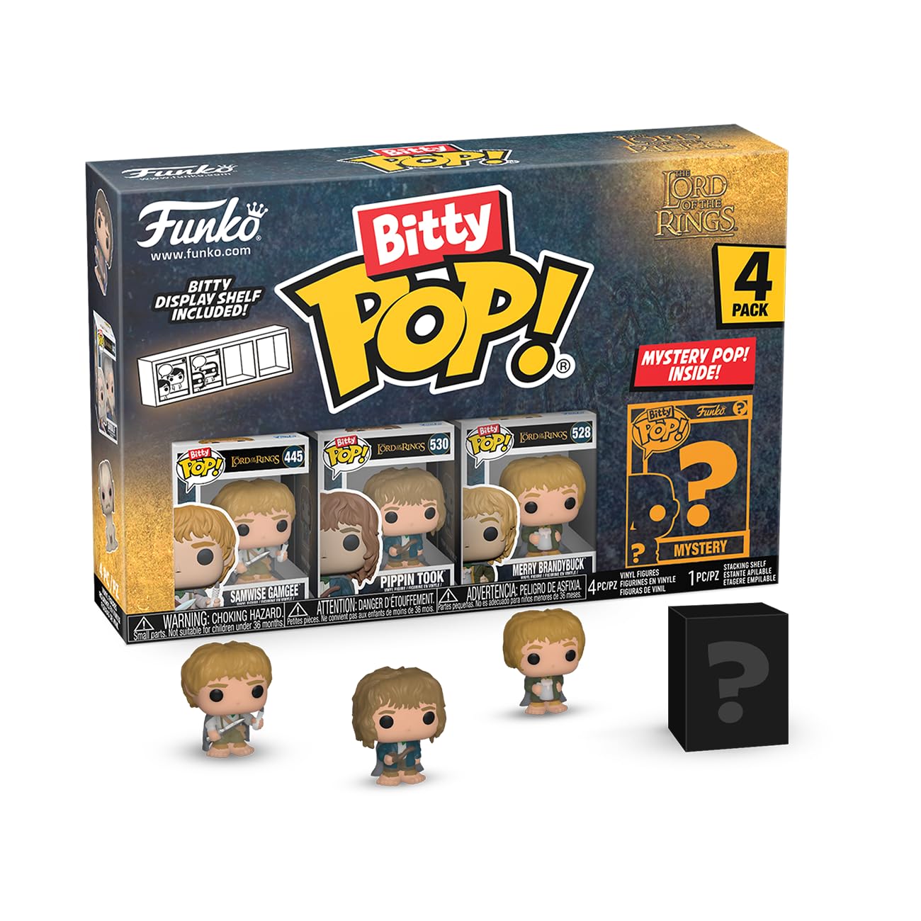 Funko Bitty Pop! Lord Of the Rings - Samwise 4PK​ and A Surprise Mystery Mini Figure - 0.9 Inch (2.2 Cm) - Lord Of the Rings Collectable - Stackable Display Shelf Included - Gift Idea