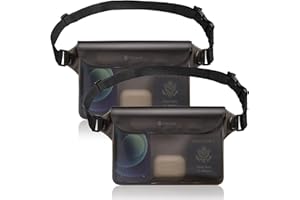 SYNCWIRE Waterproof Pouch Bag with Adjustable Waist Strap (2 Pack) - IP68 Waterproof Waist Bag Screen Touchable Dry Bag with Adjustable Belt for Beach, Swimming, Boating, Fishing, Hiking, etc