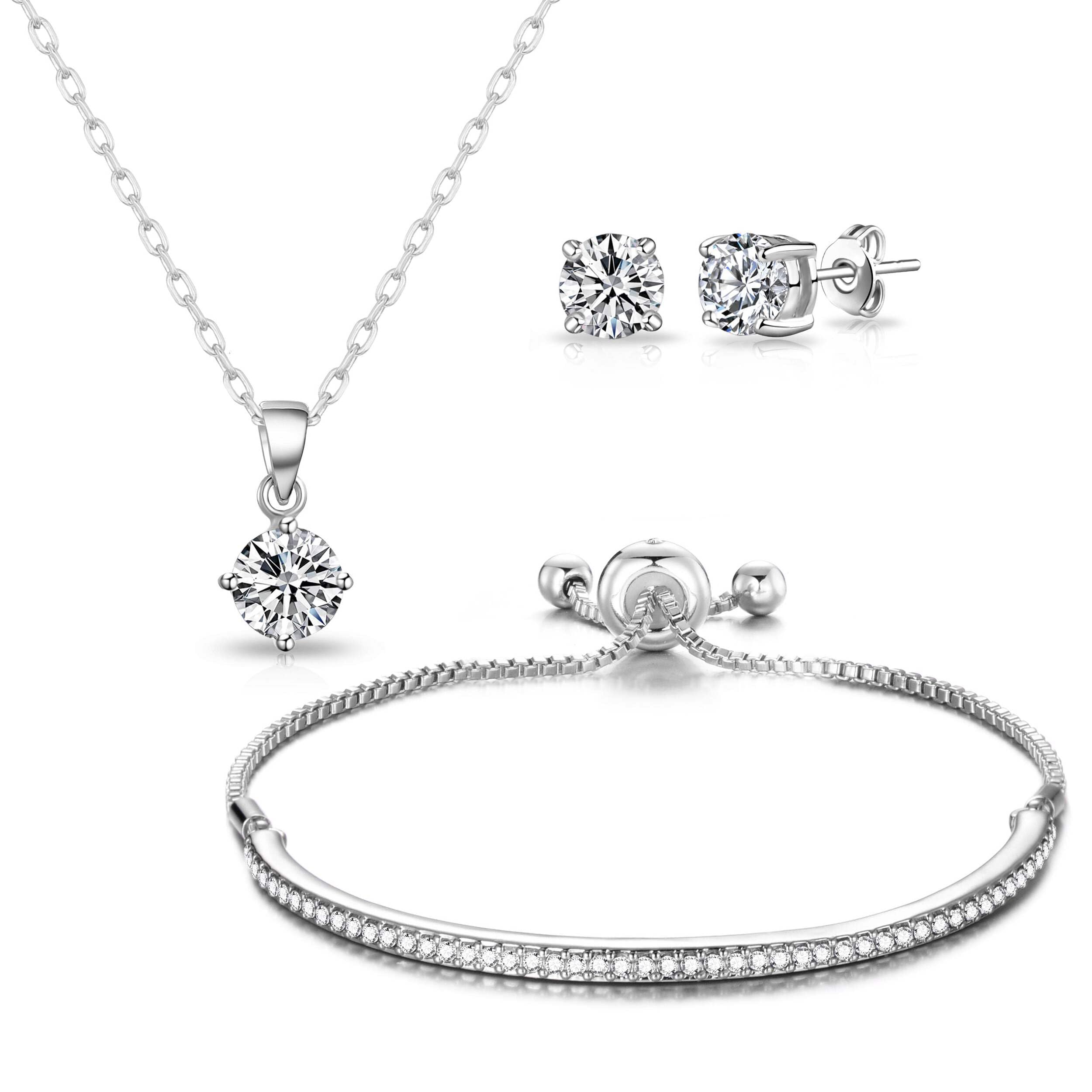 Philip Jones Silver Plated Friendship Slider Set Created with Zircondia® Crystals