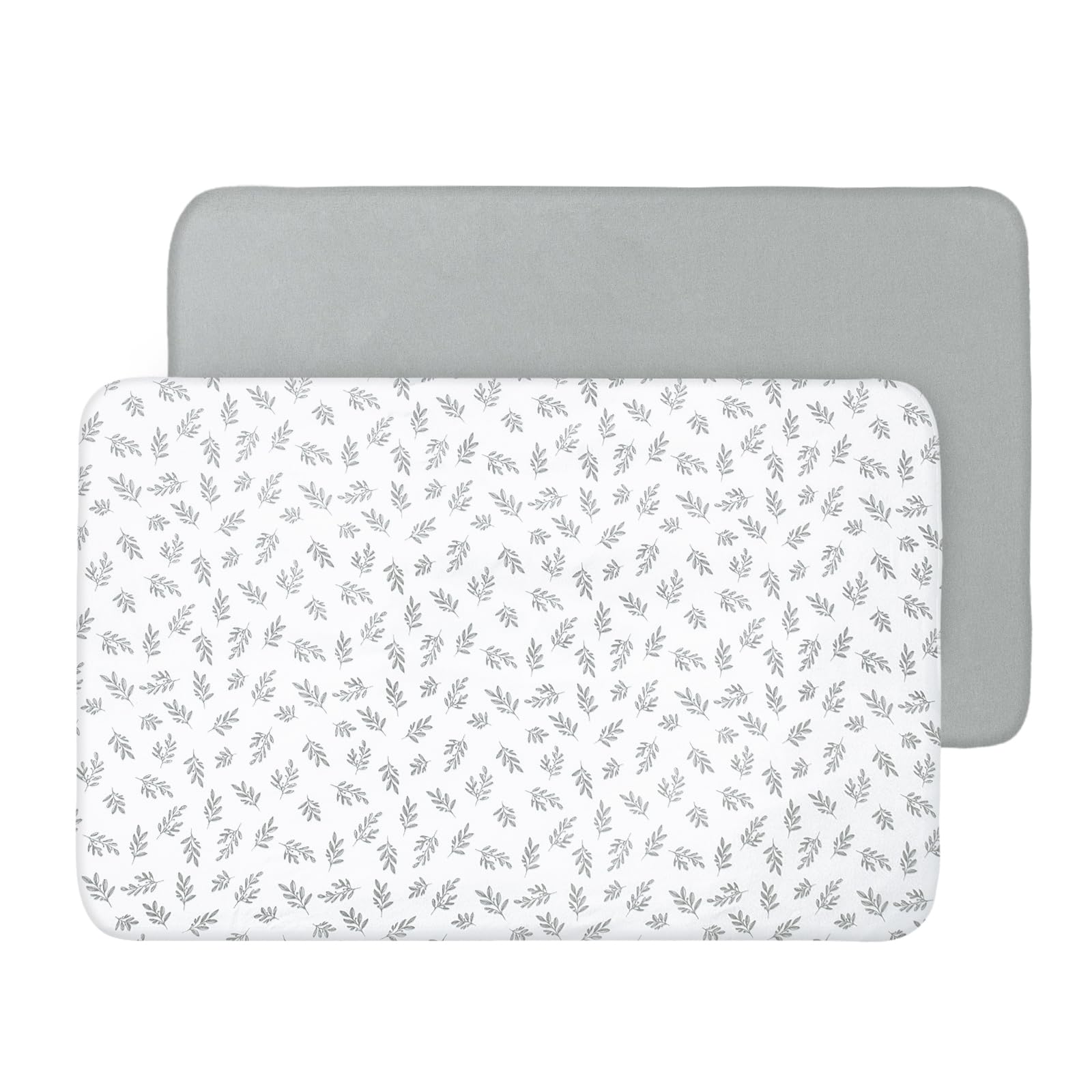 Photo 1 of Biloban Mini Crib Sheets Fitted, 2 Pack Mini Crib Sheet Fits for Mini Crib Mattress, Neutral Mini Crib Sheets for Baby Boys and Girl, Grey, 38”X 24”