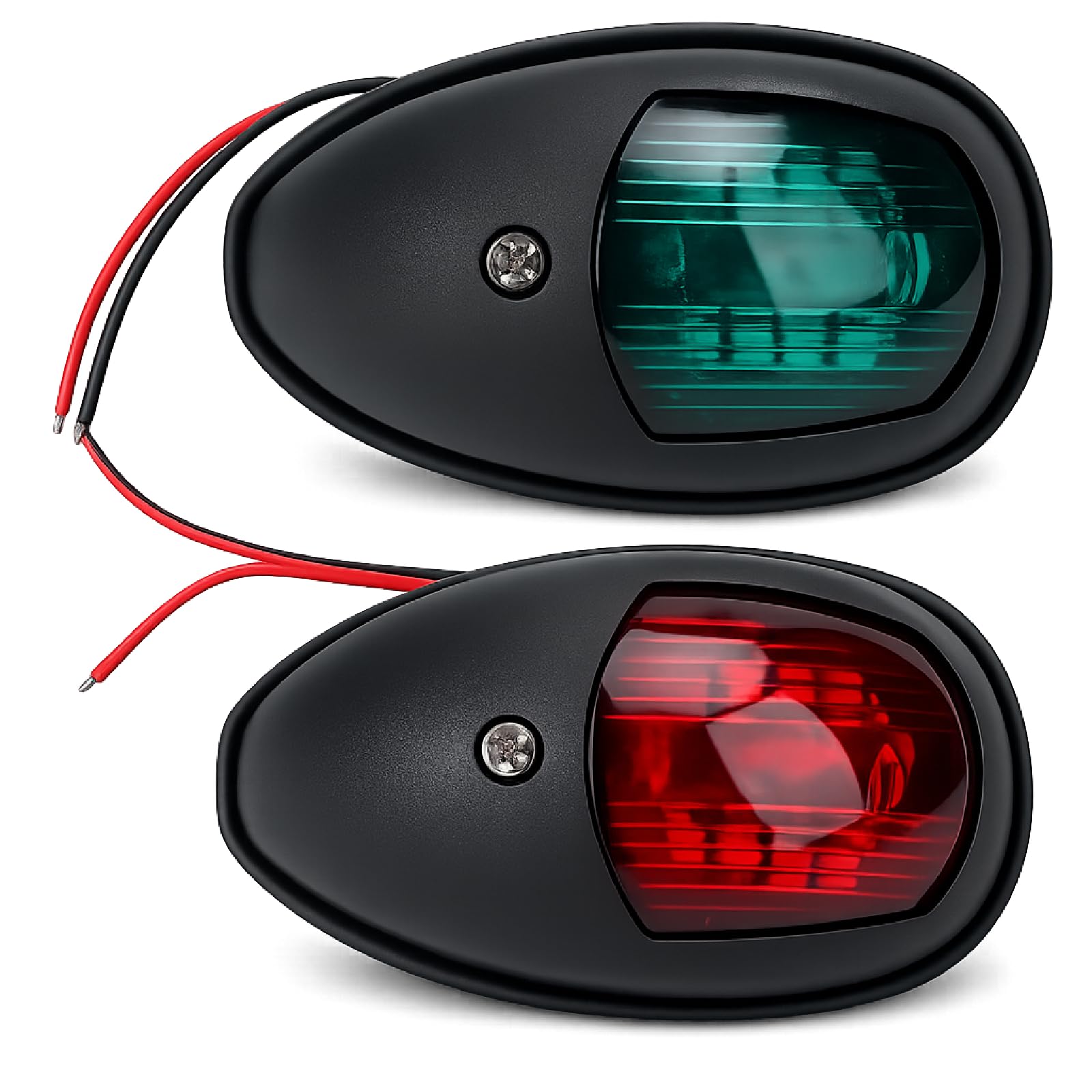 Keenso Yacht Navigation Light Shipping Signal Lamp 10‑30V LED Navigation Lamp Boat Light Red Green (Black)