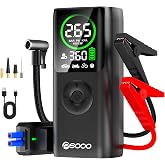 Jump Starter with Air Compressor, 8000A Car Battery Jumper Starter with 150 PSI Tire Inflator Portable, LED Display for 12L Diesel All Cars Engines, Jumper Cables and Light