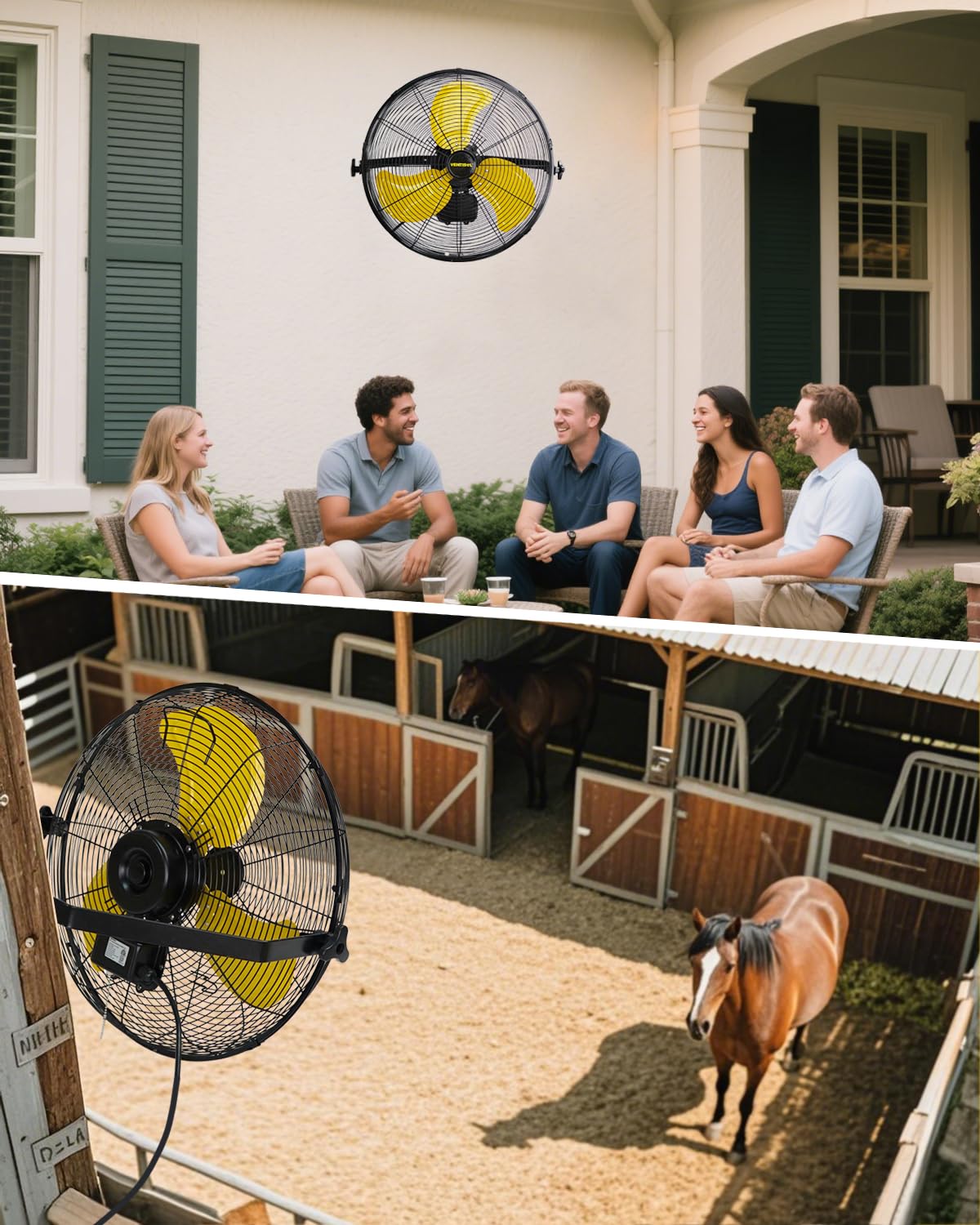 VENTISOL 20 Inch Waterproof Wall Mount Fan, High Velocity 3-Speeds 4650 CFM Heavy Duty for Home, Workshop, Industrial, Barn, Greenhouse, ETL Listed