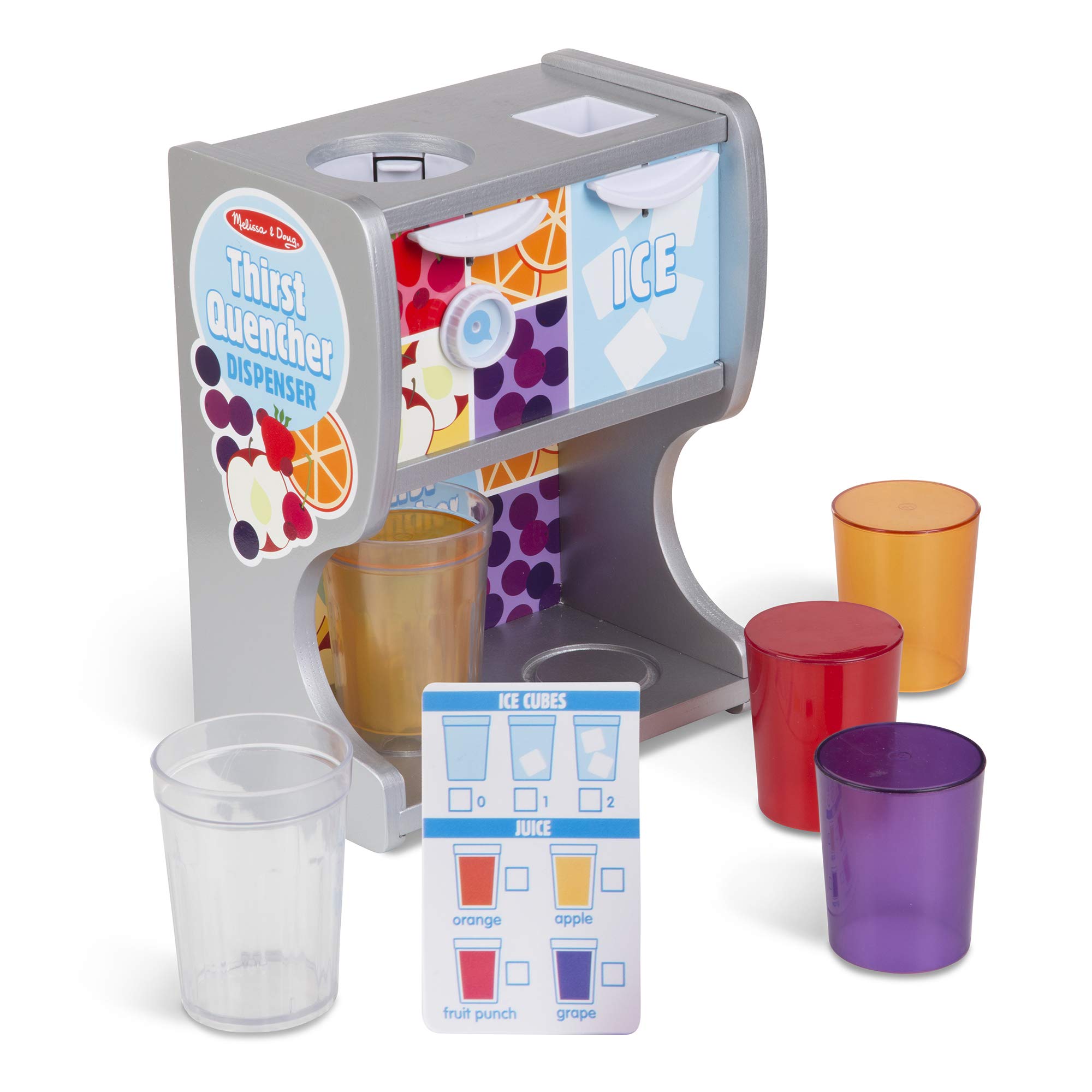 Melissa & Doug Wooden Thirst Quencher Drink Dispenser With Cups, Juice