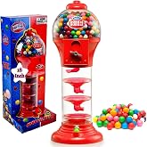 PlayO 18" Big Spiral Gumball Machine for Kids - Includes Aprox 113 Gum Balls - Kids Dubble Bubble Twirling Style Candy Dispenser - Birthday Parties, Novelties, Party Favors and Supplies (Red)