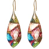 Wovanoo Natural Stone Earrings Multishape Dangle Drop Earrings Boho Stone Earring for Women