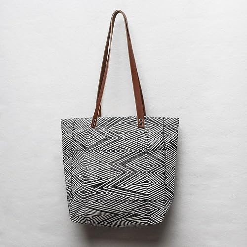 Flame Block Printed Canvas Tote Bag
