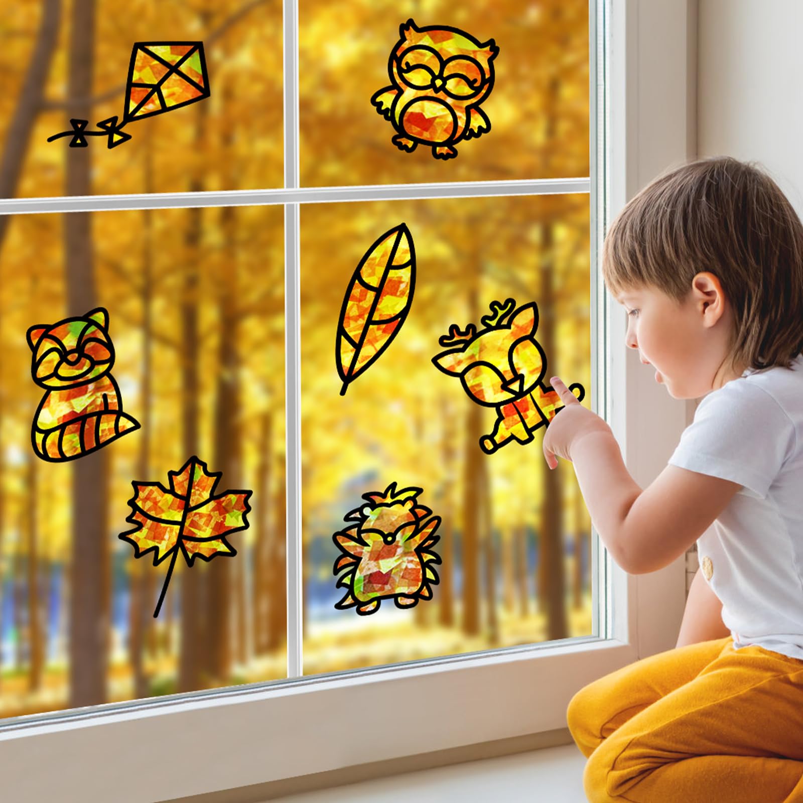 Herefun Herbst Bastelset für Kinder, 13 Stück Set mit Kränzen, Blätter Deko, DIY Basteln für Halloween, Weihnachten 5