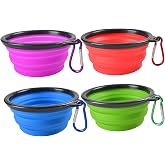 Collapsible Dog Bowls - 4 Pack, Portable Travel Water and Food Bowl with Carabiner Clip for Dogs and Cats - Ideal for Walking