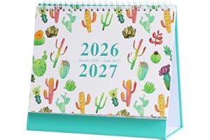 Leofeck Desk Calendar 2026-2027, Watercolor Floral Calendar (January 2026-June 2027), Standing Flip Calendar with Thick Paper