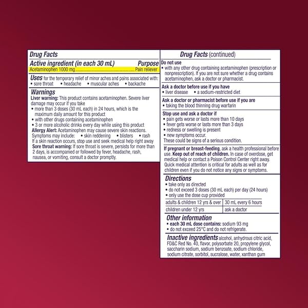 VICKS PAINQUIL PAIN RELIEF ACETAMINOPHEN 1000MG MAX STRENGTH‡ ADULT PAIN RELIEVER LIQUID 12OZ, BACKACHE HEADACHE RELIEF, 1 DAYTIME PAIN RELIEVER