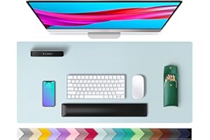 AOTHIA Leather Desk Pad Protector,Mouse Pad,Office Desk Mat, Non-Slip PU Leather Desk Blotter,Laptop Desk Pad,Waterproof Desk Writing Pad for Office and Home (31.5" x 15.7",Baby Blue)