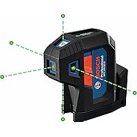 Bosch Gpl100-50G 125Ft Green 5-Point Self-Leveling Laser with Visimax Technology and Integrated 360° Multipurpose Mount