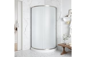 OVE Decors Breeze 36 in. Satin Nickel Shower Kit with Frosted Glass Panels and Base included