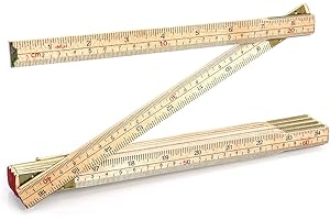 QWORK Folding Wood Rule, 6 FT 6 Inch Foldable Ruler with US and Metric Measurements for Carpenters