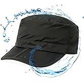 TOP-EX Men's Waterproof Army Hat - Foldable Brim Cadet Military Cap for Golf, Running, Outdoor Dad Baseball Ball Caps, Black XL XXL Extra Large Big Head Oversize