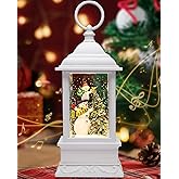 Christmas Snowman Snow Globe Light up Lantern with 8 Songs, 10.83" White Christmas Snow Globes for Kids Adults, 6H Timer & Dual Power, Snowglobes Christmas Decorations Indoor, Gifts for Women Men