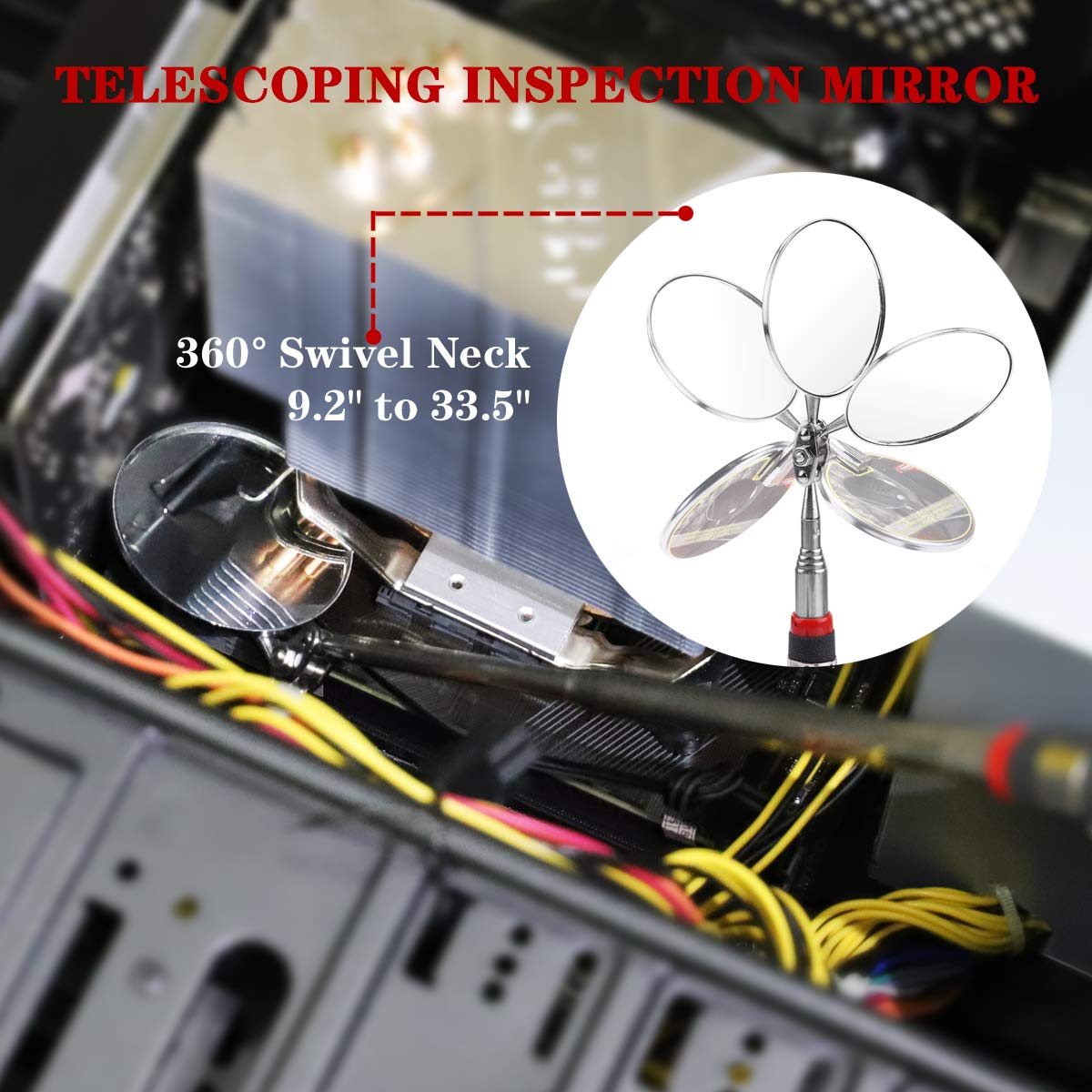 Morpilot Set di Telescopico Ispezione Regolabile di 360 Gradi, Pick-up Telescopico Magnetico e Polsino Magnetico con 15 Magneti Forti per Viti Regalo per Il Fai da Te Strumento Tuttofare