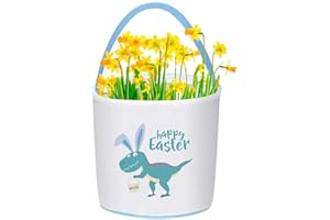 PARTYWIND Easter Baskets for Kids, Dinosaur Easter Basket with Handle for Egg Hunt Games, Easter Gifts for Boys and Girls, Easter Day Party Supplies Favors (1 PCS)
