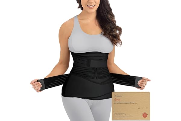 3 in 1 Postpartum Belly Support Recovery Wrap Band (Midnight Black, M/L) | Postpartum Belly Band, After Birth Brace, Slimming