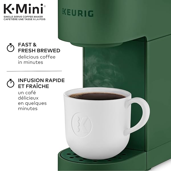 KEURIG K-MINI SINGLE SERVE K-CUP POD COFFEE MAKER, FEATURING AN ULTRA-SLEEK DESIGN, EVERGREEN