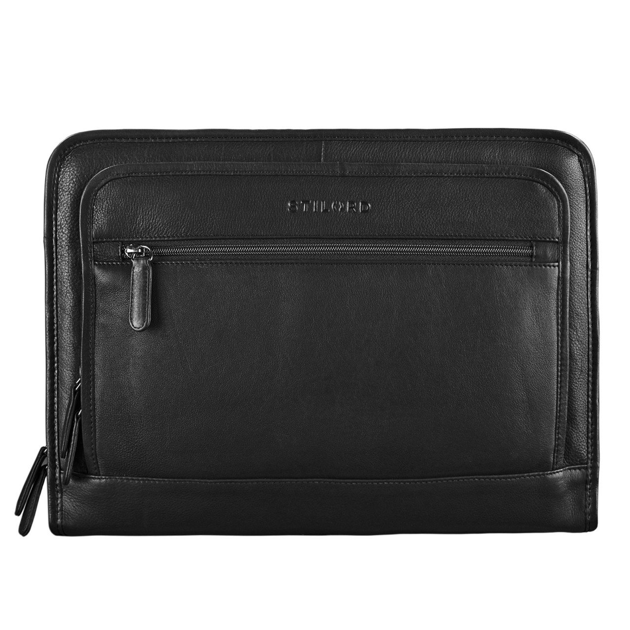 STILORD "Maximilian" Folder Leather 13,3 inch Vintage Notebook MacBook Case Bag Cover Briefcase Envelope Netbook Colour:Black