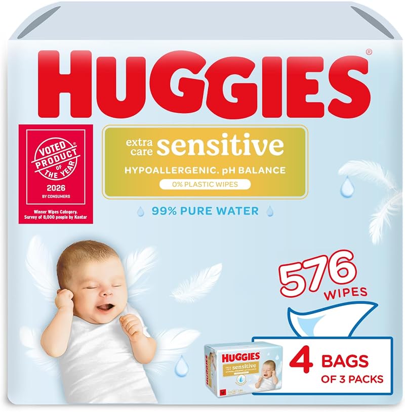 Huggies Extra Care Sensitive Baby Wipes 12 Pack 576 Wipes Fragrance Free